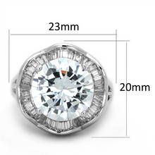 3W589 - Brass Ring Rhodium Women AAA Grade CZ Clear