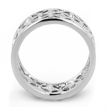 3W590 - Brass Ring Rhodium Women Top Grade Crystal Clear