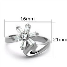 3W593 - Brass Ring Rhodium Women AAA Grade CZ Clear