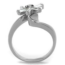 3W593 - Brass Ring Rhodium Women AAA Grade CZ Clear
