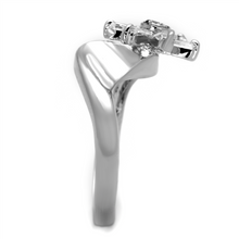 3W593 - Brass Ring Rhodium Women AAA Grade CZ Clear