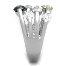 3W605 - Brass Ring Rhodium Women AAA Grade CZ Multi Color