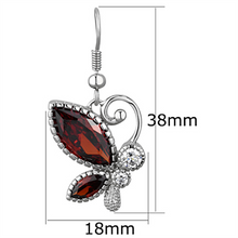 3W613 - Brass Earrings Rhodium Women AAA Grade CZ Garnet