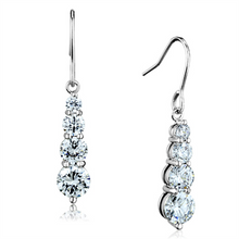 3W633 - Brass Earrings Rhodium Women AAA Grade CZ Clear