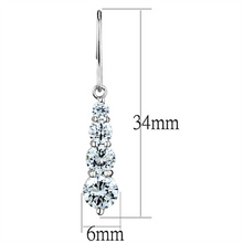 3W633 - Brass Earrings Rhodium Women AAA Grade CZ Clear