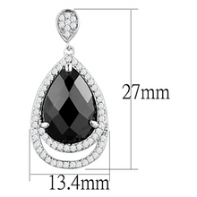 3W658 - Brass Earrings Rhodium Women AAA Grade CZ Jet