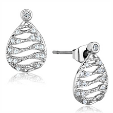 3W664 - Brass Earrings Rhodium Women AAA Grade CZ Clear