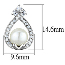 3W665 - Brass Earrings Rhodium Women Synthetic White