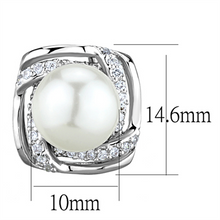 3W678 - Brass Earrings Rhodium Women Synthetic White