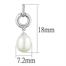 3W684 - Brass Earrings Rhodium Women Synthetic White