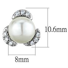 3W686 - Brass Earrings Rhodium Women Synthetic White