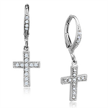 3W688 - Brass Earrings Rhodium Women AAA Grade CZ Clear
