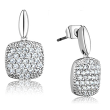 3W691 - Brass Earrings Rhodium Women AAA Grade CZ Clear