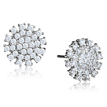 3W694 - Brass Earrings Rhodium Women AAA Grade CZ Clear