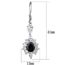 3W705 - Brass Earrings Rhodium Women AAA Grade CZ Black Diamond