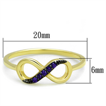 3W727 - Brass Ring Gold+Ruthenium Women AAA Grade CZ Tanzanite