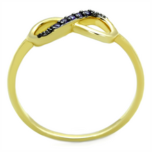 3W727 - Brass Ring Gold+Ruthenium Women AAA Grade CZ Tanzanite