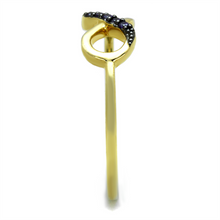 3W727 - Brass Ring Gold+Ruthenium Women AAA Grade CZ Tanzanite