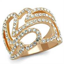 3W733 - Brass Ring Rose Gold Women Top Grade Crystal Clear