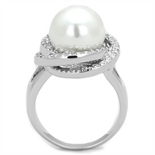 3W759 - Brass Ring Rhodium Women Synthetic White