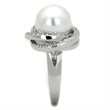 3W759 - Brass Ring Rhodium Women Synthetic White