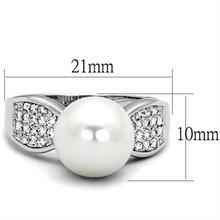 3W761 - Brass Ring Rhodium Women Synthetic White