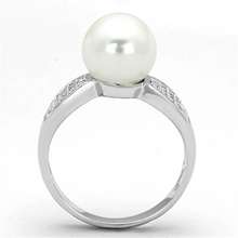 3W761 - Brass Ring Rhodium Women Synthetic White