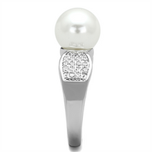 3W761 - Brass Ring Rhodium Women Synthetic White