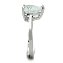 3W776 - Brass Ring Rhodium Women AAA Grade CZ Clear