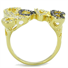 3W777 - Brass Ring Gold+Ruthenium Women AAA Grade CZ Amethyst