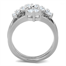 3W815 - Brass Ring Rhodium Women AAA Grade CZ Clear
