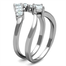 3W815 - Brass Ring Rhodium Women AAA Grade CZ Clear