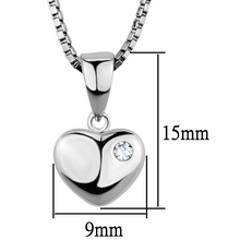 3W825 - Brass Chain Pendant Rhodium Women AAA Grade CZ Clear