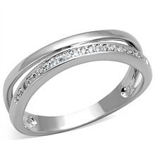 3W829 - Brass Ring Rhodium Women AAA Grade CZ Clear