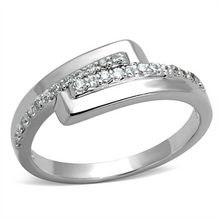 3W835 - Brass Ring Rhodium Women AAA Grade CZ Clear