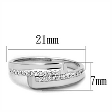 3W835 - Brass Ring Rhodium Women AAA Grade CZ Clear
