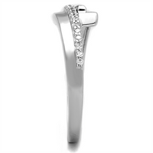 3W835 - Brass Ring Rhodium Women AAA Grade CZ Clear