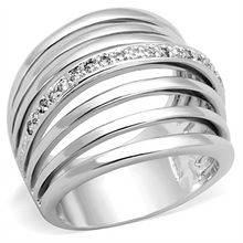 3W837 - Brass Ring Rhodium Women AAA Grade CZ Clear