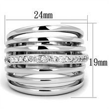 3W837 - Brass Ring Rhodium Women AAA Grade CZ Clear