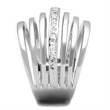 3W837 - Brass Ring Rhodium Women AAA Grade CZ Clear