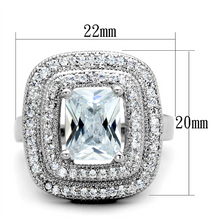 3W839 - Brass Ring Rhodium Women AAA Grade CZ Clear