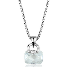 3W844 - Brass Chain Pendant Rhodium Women AAA Grade CZ Clear
