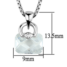 3W844 - Brass Chain Pendant Rhodium Women AAA Grade CZ Clear