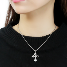 3W850 - Brass Chain Pendant Rhodium Women AAA Grade CZ Clear