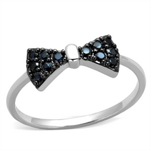 3W856 - Brass Ring Rhodium + Ruthenium Women AAA Grade CZ Black Diamond