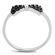 3W856 - Brass Ring Rhodium + Ruthenium Women AAA Grade CZ Black Diamond