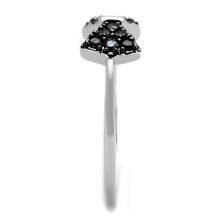 3W856 - Brass Ring Rhodium + Ruthenium Women AAA Grade CZ Black Diamond
