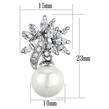 3W888 - Brass Earrings Rhodium Women Synthetic White