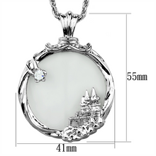 3W907 - Brass Magnifier pendant Rhodium Women Top Grade Crystal Clear