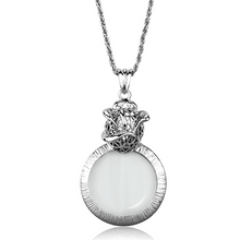 3W913 - Brass Magnifier pendant Rhodium Women Synthetic Clear